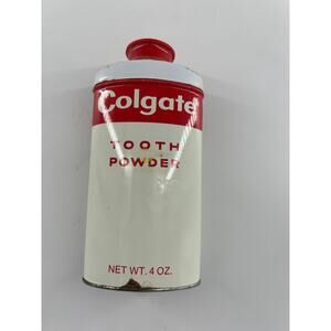 Vintage Colgate Tooth Powder 4 oz  Collectible Metal Tin Mid 20th Century